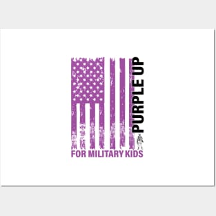 Purple Up For Military Kids Military Child Month USA Flag Posters and Art